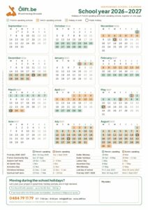 Home version (white background) – Printable school calendar 2026-2027