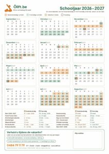 Thuisversie (witte achtergrond) – Schoolkalender 2026-2027 om af te drukken